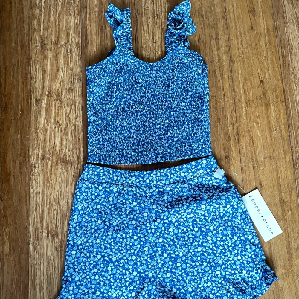 Paper Crane Blue and White Floral Apparel